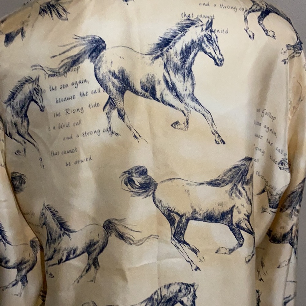 Escada Silk Button up Horse Print Blouse - Picture 5 of 7